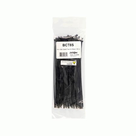 Metra Electronics Cable Tie, 8 in L, Black, 18 lb Strength, 100 PK BCT8S
